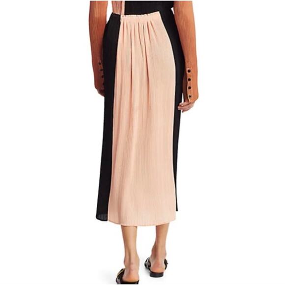 Proenza Schouler White Label Plisse Micro Pleated Color Block Midi Skirt Large - Picture 2 of 6